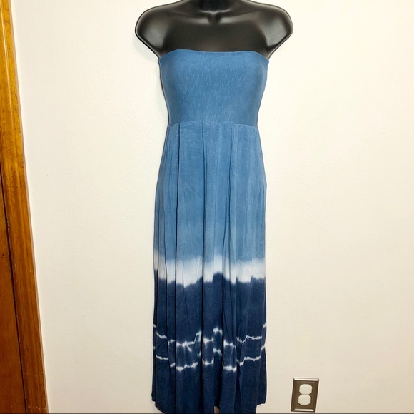 Lucky Brand Dresses & Skirts - Lucky Brand XS ombré blue tie dye maxi tube dress